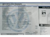 2011 Volkswagen GTI 4 Door Autobahn Edition Window Sticker