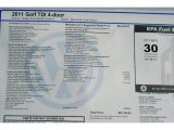 2011 Volkswagen Golf 4 Door TDI Window Sticker