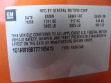 2007 Chevrolet Cobalt SS Coupe Info Tag