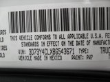 2011 Dodge Ram 3500 HD ST Crew Cab 4x4 Dually Info Tag