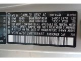 1998 SL Color Code for Smoke Silver Metallic - Color Code: 702