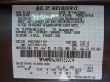 2011 Ford Fusion SEL Info Tag