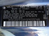 2003 BMW M3 Convertible Info Tag