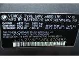 2011 BMW X5 xDrive 50i Info Tag