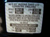 2011 Jaguar XJ XJL Info Tag