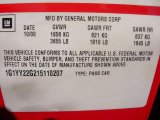 2001 Chevrolet Corvette Coupe Info Tag