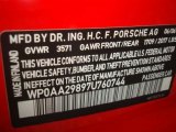 2007 Porsche Cayman  Info Tag