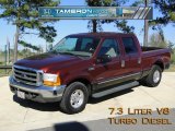 2000 Dark Toreador Red Metallic Ford F250 Super Duty Lariat Crew Cab #41068648