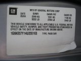2004 Cadillac DeVille DHS Info Tag