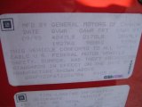 1996 Pontiac Firebird Formula Coupe Info Tag