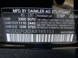 2010 CLS Color Code for Obsidian Black Metallic - Color Code: 197
