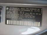 2003 BMW Z4 3.0i Roadster Info Tag