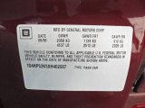 1999 Buick LeSabre Custom Sedan Info Tag