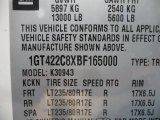 2011 GMC Sierra 3500HD Work Truck Crew Cab 4x4 Dually Info Tag