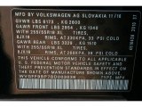 2011 Volkswagen Touareg VR6 FSI Sport 4XMotion Info Tag