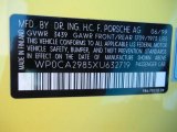 1999 Porsche Boxster  Info Tag