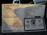 2000 Dodge Ram 1500 Sport Regular Cab 4x4 Window Sticker