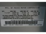2008 MAZDA3 Color Code for Sunlight Silver Metallic - Color Code: 22V