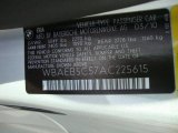 2010 BMW 6 Series 650i Convertible Info Tag