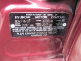 2003 Sonata Color Code for Ruby Red Metallic - Color Code: AR