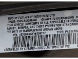 2000 Subaru Legacy GT Wagon Info Tag