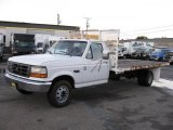 1997 Ford F350 XL Regular Cab Dually Stake Truck Front 3/4 View