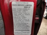 1997 Isuzu Rodeo S 4x4 Info Tag
