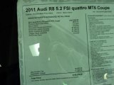 2011 Audi R8 5.2 FSI quattro Window Sticker