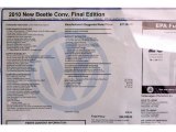 2010 Volkswagen New Beetle Final Edition Convertible Window Sticker
