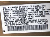 2005 Honda Pilot EX-L 4WD Info Tag