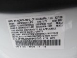 2009 Odyssey Color Code for Taffeta White - Color Code: NH578