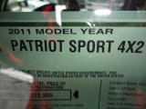 2011 Jeep Patriot Sport Window Sticker