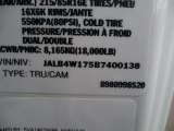 2011 Isuzu N Series Truck NPR ECO-Max Info Tag