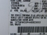 2004 F350 Super Duty Color Code for Oxford White - Color Code: Z1