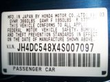 2004 Acura RSX Sports Coupe Info Tag