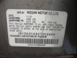 2002 Nissan Maxima GLE Info Tag