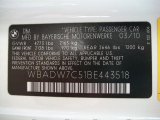 2011 BMW 3 Series 328i Convertible Info Tag