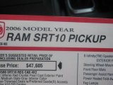 2006 Dodge Ram 1500 SRT-10 Regular Cab Window Sticker
