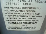 2003 Isuzu Axiom S 2WD Info Tag