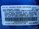 2010 Mitsubishi Lancer Sportback RALLIART AWD Info Tag