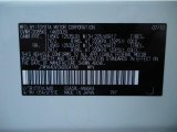 2010 RAV4 Color Code for Blizzard White Pearl - Color Code: 070
