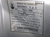 2006 Maserati Coupe Cambiocorsa Info Tag
