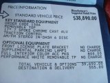2002 Ford Thunderbird Premium Roadster Window Sticker