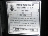 2008 Maserati Quattroporte Executive GT Info Tag