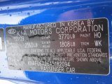 2010 Forte Koup Color Code for Corsa Blue - Color Code: H0