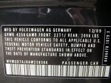2010 Volkswagen GTI 4 Door Info Tag