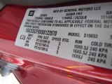 2011 Chevrolet Colorado LT Extended Cab Info Tag