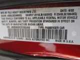 2002 Subaru Forester 2.5 L Info Tag