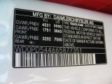 2006 Dodge Sprinter Van 3500 High Roof Cargo Info Tag