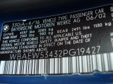 2002 BMW 3 Series 330xi Sedan Info Tag